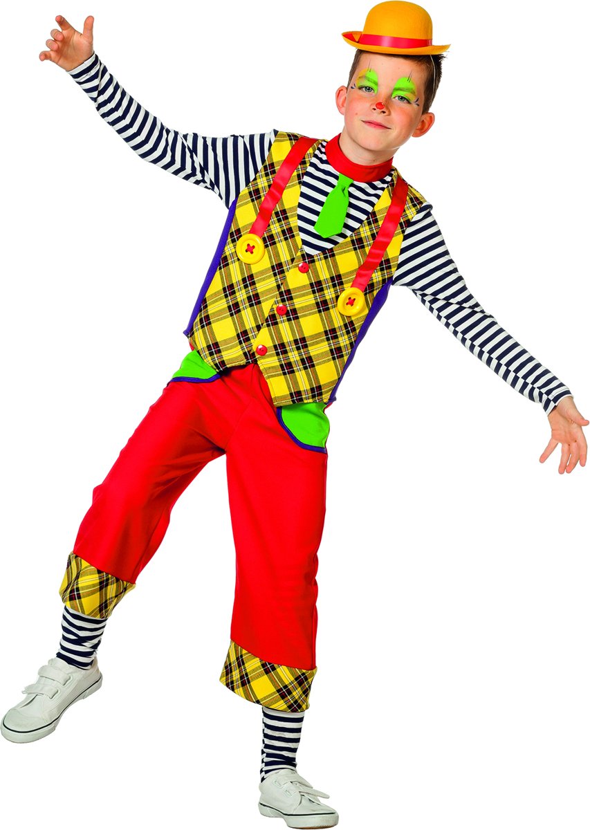 Clown & Nar Kostuum | Houten Klaas Clown | Jongen | Maat 104 | Carnaval kostuum | Verkleedkleding